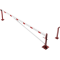 Swing barrier | with bracing tube and | pull rope reinforcement | to be fixed by plugs, hot-dip galvanized and red coated with white reflecting rings | Barrier arm length: 4500 mm | for padlock